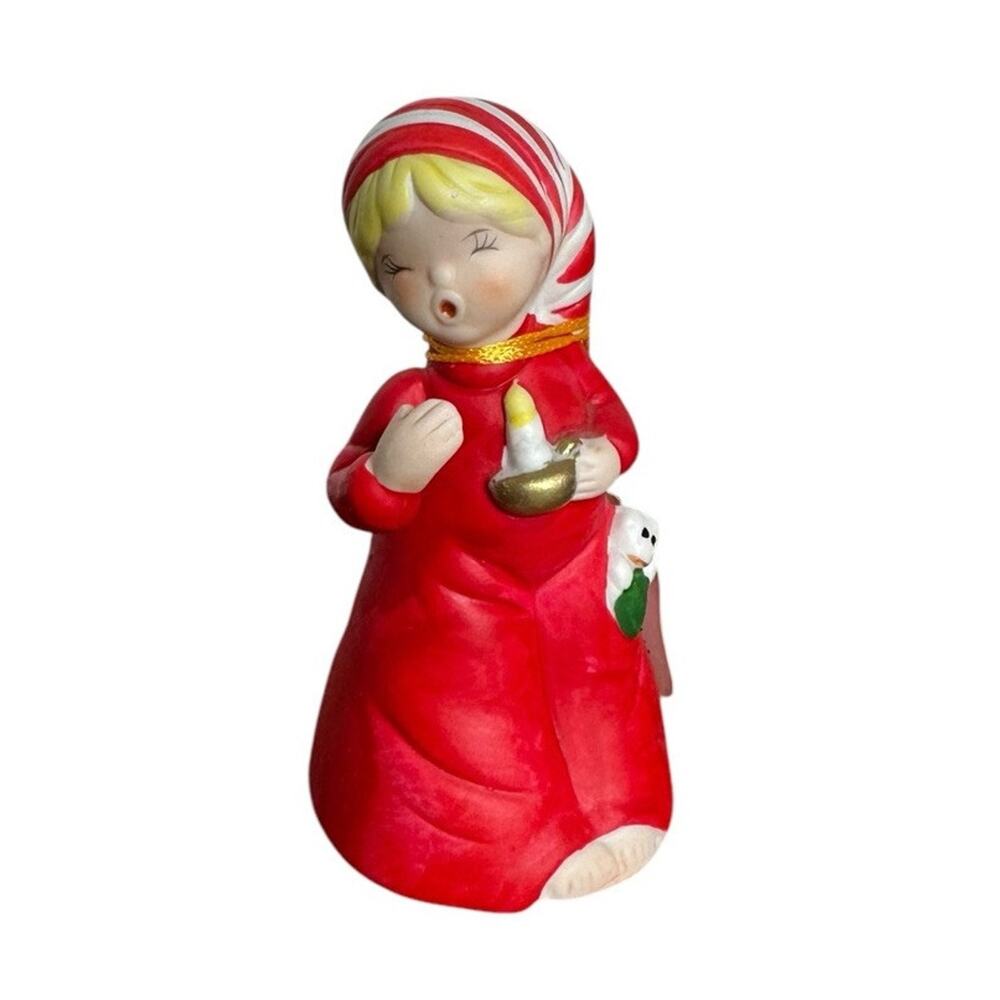 Vintage JASCO Merri-Bells Figurine Bell Vintage Christmas Bedtime 5" Red 1978